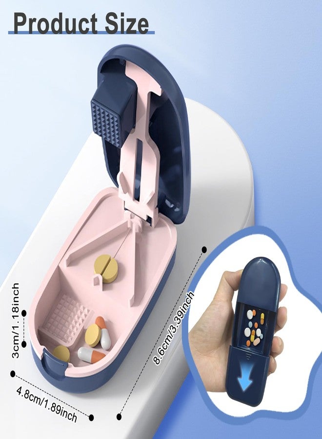 CoolShef قاطع أقراص CoolShef 3 في 1 للأقراص الصغيرة والكبيرة | قاطع أدوية محمول للأقراص وكسارة الأقراص | مقسم أقراص صغير الحجم مع مساحة تخزين مخفية وفرشاة تنظيف صغيرة - Image 3